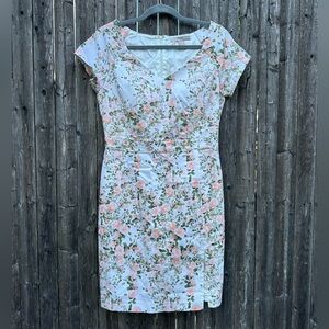 Forever 21 Contemporary Coquette Floral Dress in White/Pink/Green - Size Large
